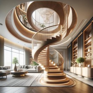 Schody drewniane – rodzaje, trendy w projektowaniu Okragle schody 300x300 1